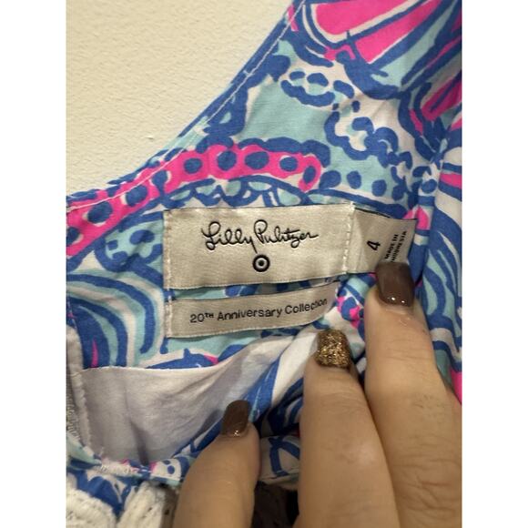 Lilly Pulitzer for Target My Fans Cotton Shift Dress Size 4 blue pink 20th anniv - Picture 2 of 6